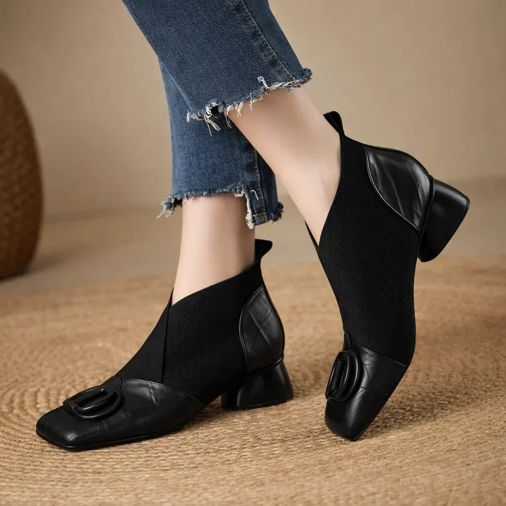 Camille | Chic Leather Heeled Mules