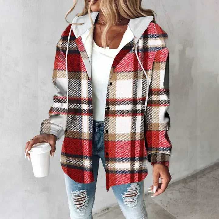 Élise | Cozy Plaid Hooded Overshirt