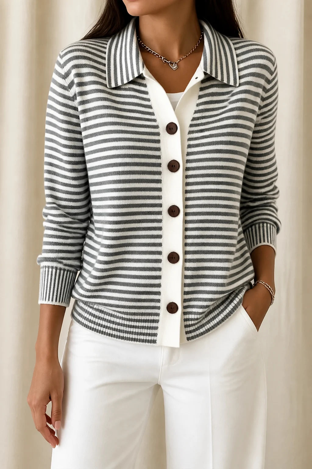 Lesley | The Striped Cardigan