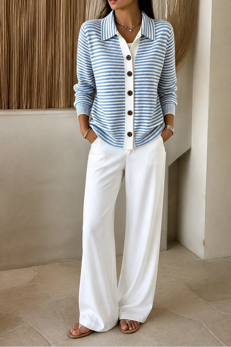 Lesley | The Striped Cardigan