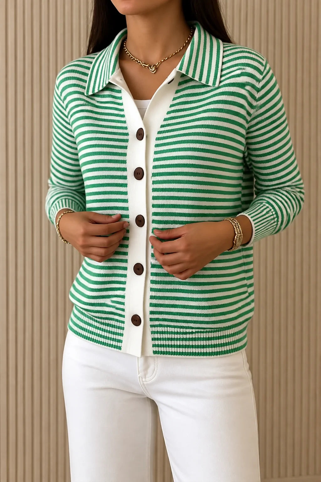 Lesley | The Striped Cardigan