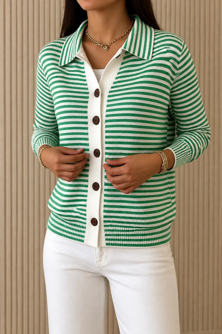 Lesley | The Striped Cardigan